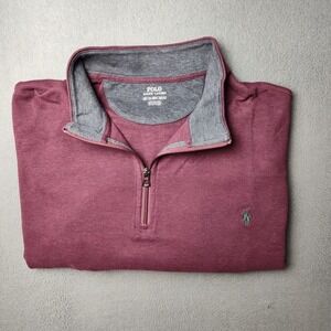 Polo Ralph Lauren Sweater Mens 4XB Red Quarter Zip Pullover Mockneck Big & Tall